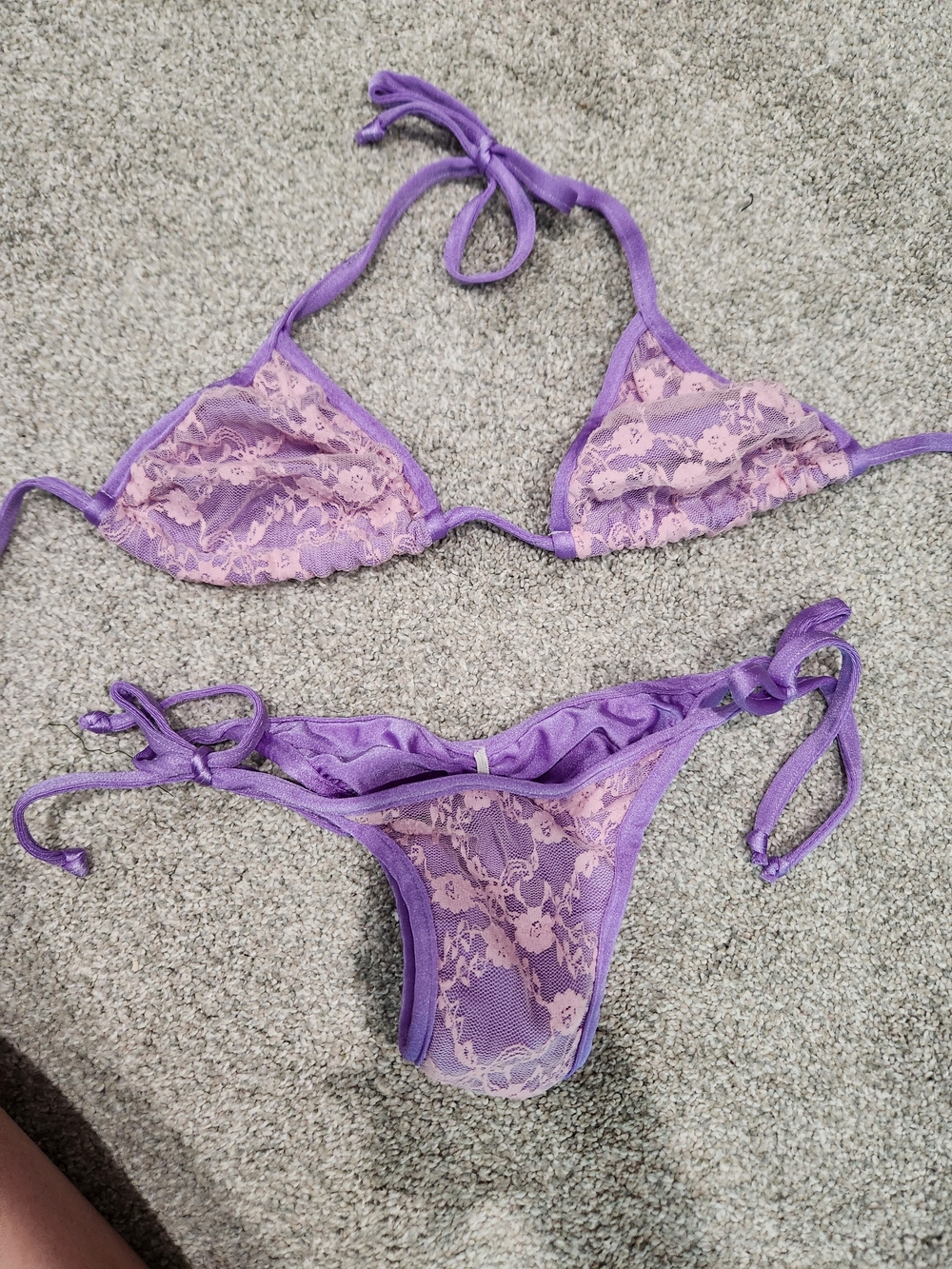 Purple Lace String Bikini Set - Women Intimates
